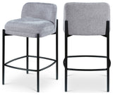 Burton Chenille Fabric Upholstered Stool (Set of 2), Grey