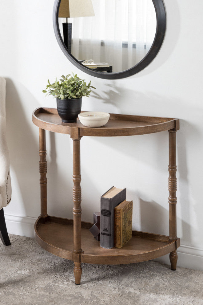 Bellport Wood Console Table with Shelf, Rustic Brown, 30x14x30