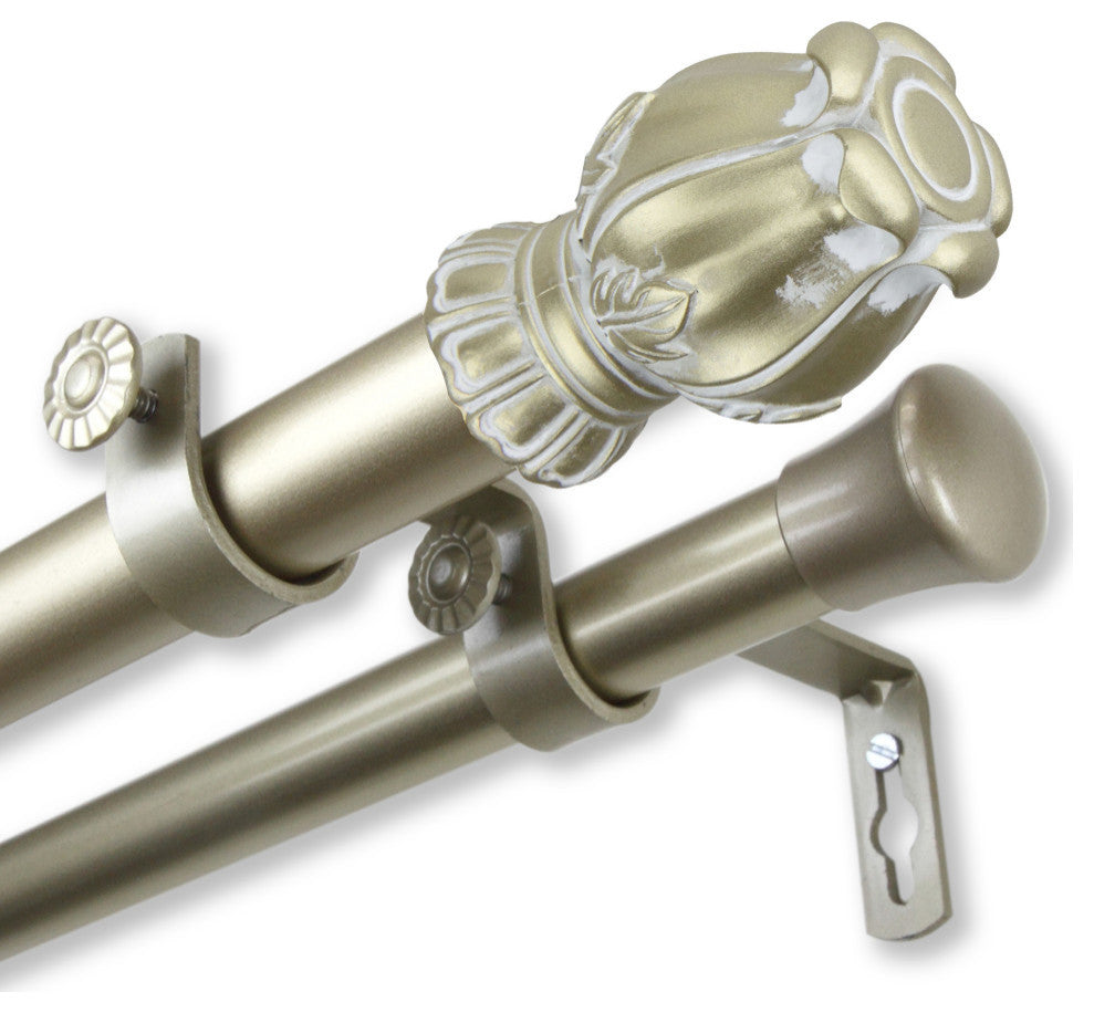 Nichole 1" Double Curtain Rod, Light Gold, 28-48"