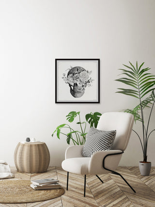 "Roses and Skull" Framed Painting Print, 18x18