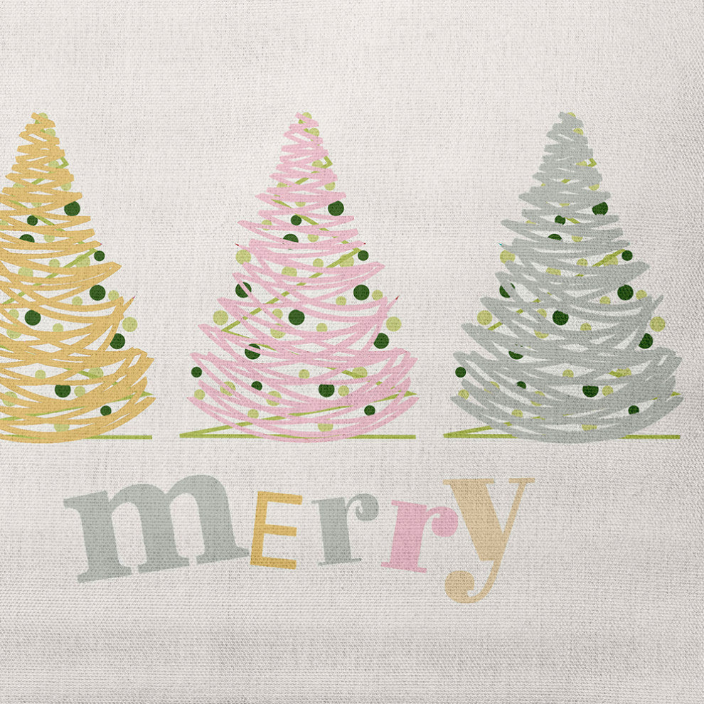 Merry Trees Decorative Throw Pillow, Multi-Soft, 18"x18"