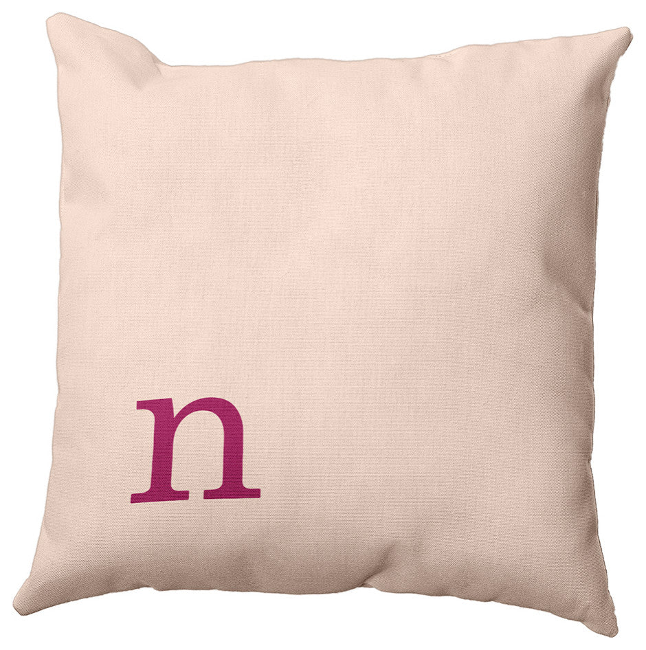 20"x20" Modern Monogram Decorative Throw Pillow, Dusty Rose