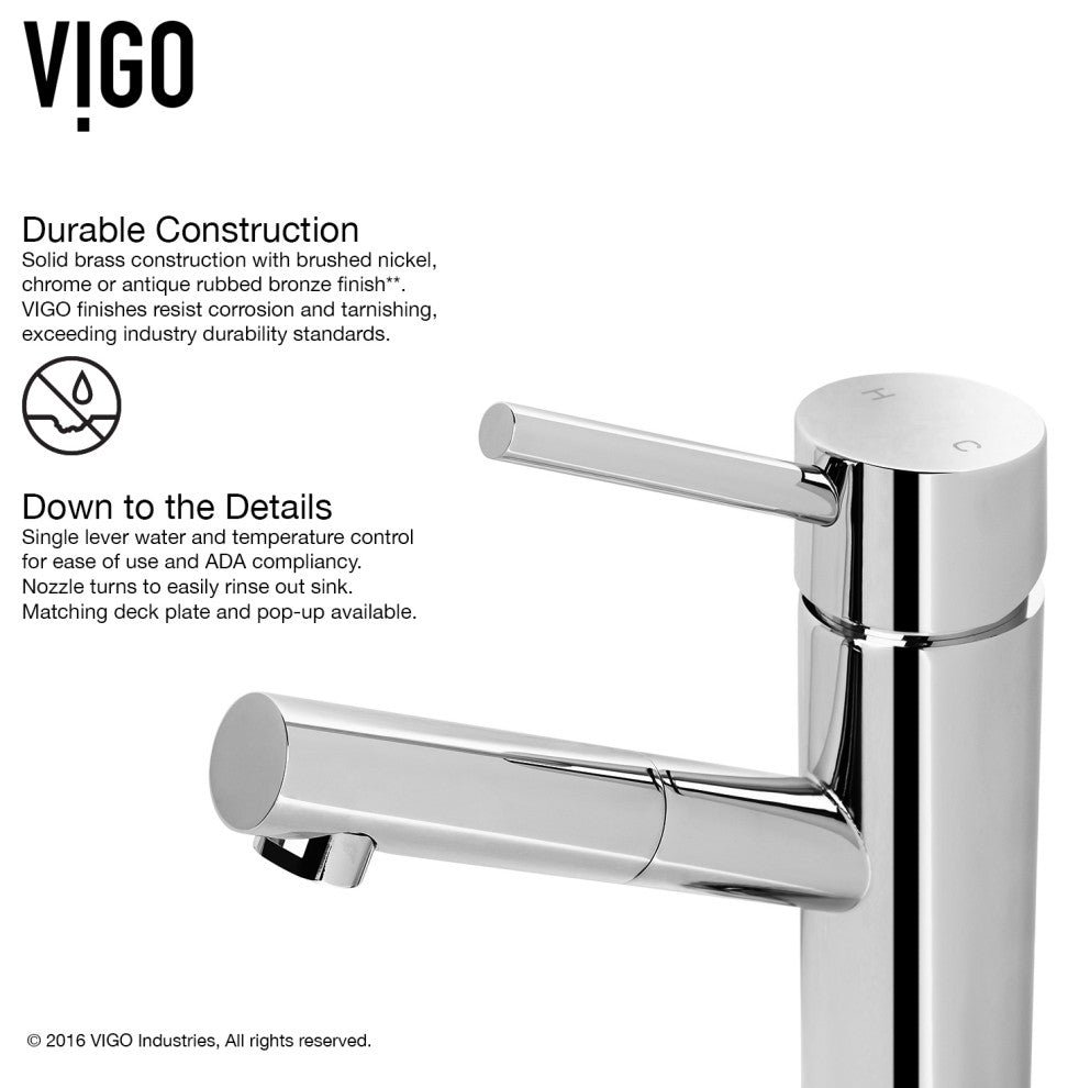 VIGO Noma 8" H Single Handle Single Hole Bathroom Faucet, Chrome