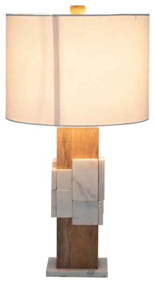 Marble, 18"H Table Lamp, White