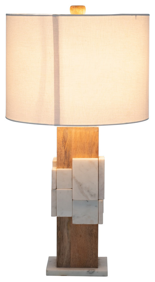 Marble, 18"H Table Lamp, White