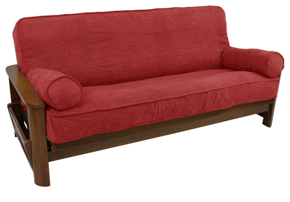 Solid Microsuede Full Futon Cover Set, Cardinal Red