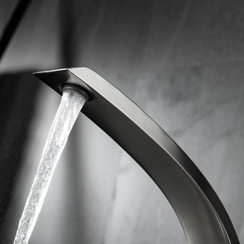 Single Hole Bathroom Sink Faucet With 6-inch Deck Plate, Brushed Nickel