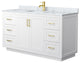 60" Single Bath Vanity, White, White Carrara Countertop, Sink, Gold Trim
