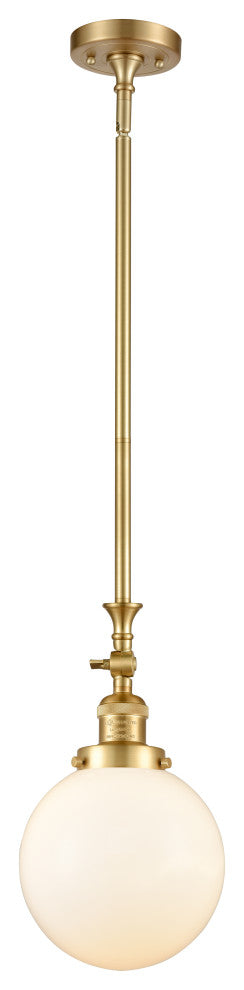 Beacon Mini Pendant, Satin Gold, Matte White