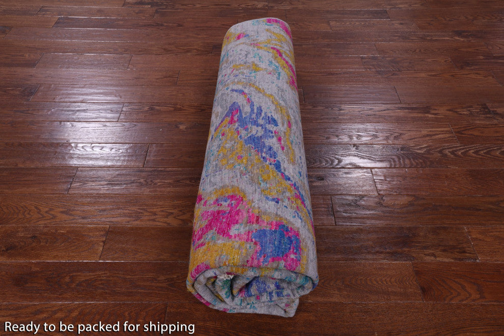 Wool and Silk Handmade Abstract Rug 7' 11" X 10' 3" Q11855