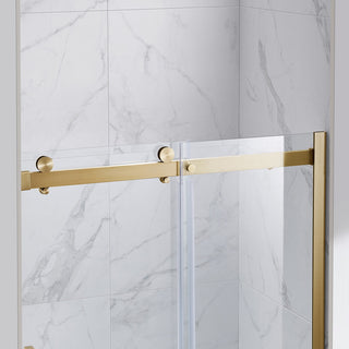 Bel Soft-Close Frameless Sliding Soft Close Shower Door, Gold, 48"