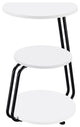 3 Tier Round Side Table With Metal Frame, White and Black