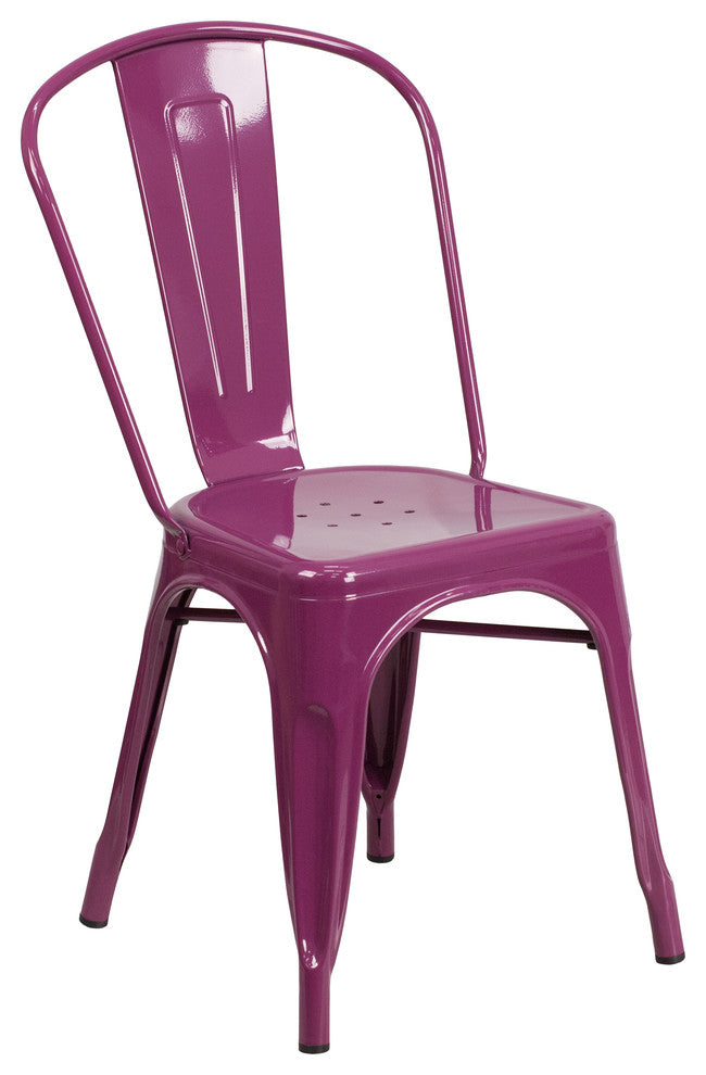 Purple Metal Indoor-Outdoor Stackable Chair