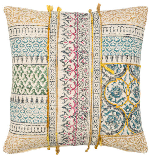 Surya Sanga Ink Blue Pillow Shell With Down Insert 22"H X 22"W