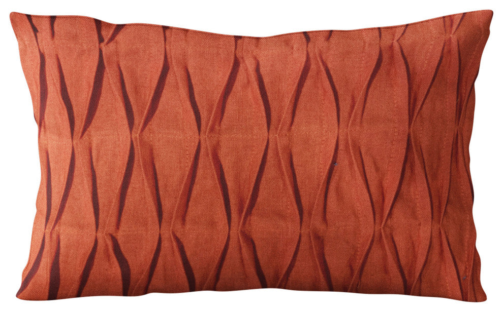 Plutus Red Tucked Solid Color Luxury Throw Pillow, 12"x20"