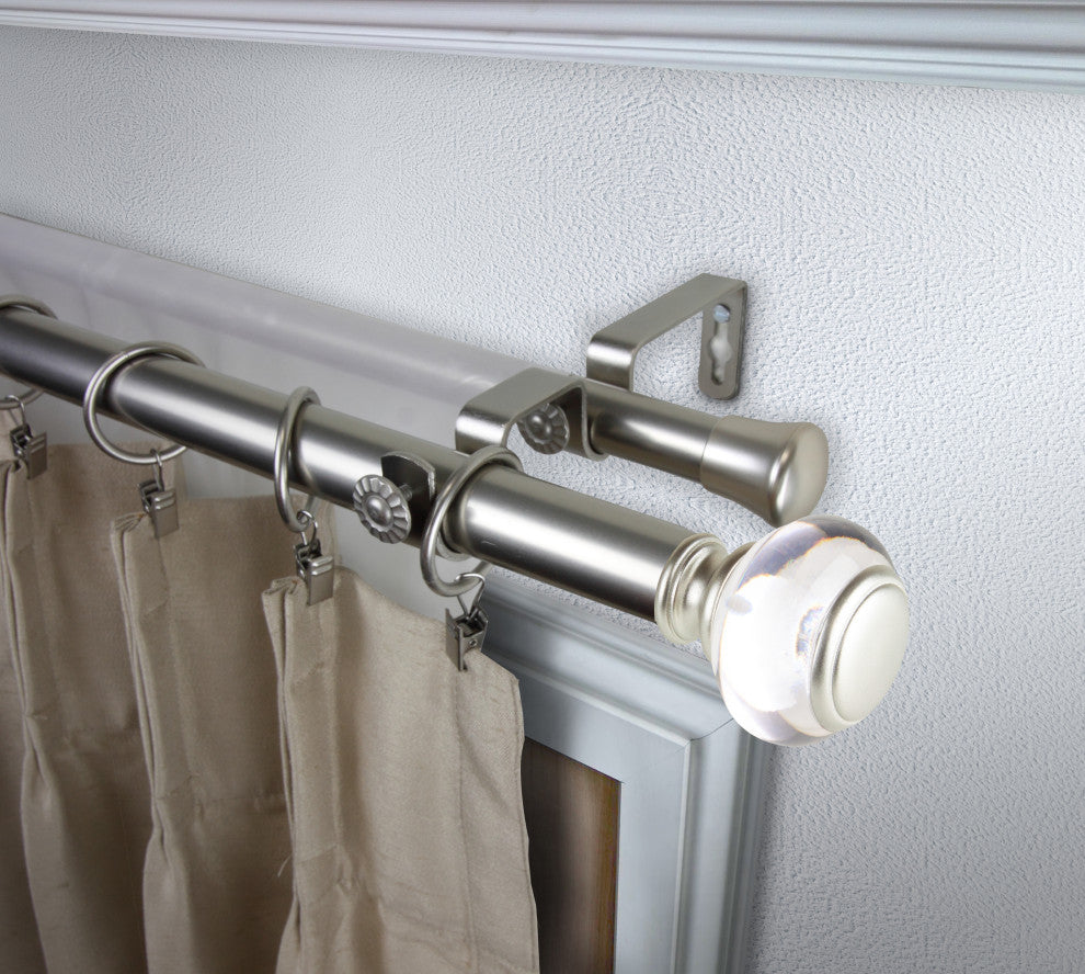 Leilani 1" Diameter Double Curtain Rod, Satin Nickel, 160-240"