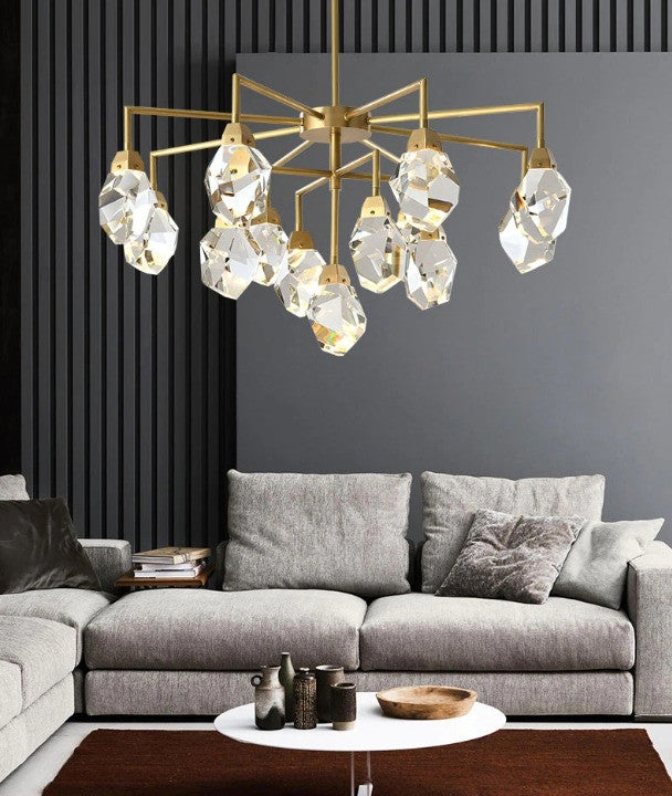 Gold Diamond Crystal Three Layer Led Copper Creative Chandelier, 16lights-A