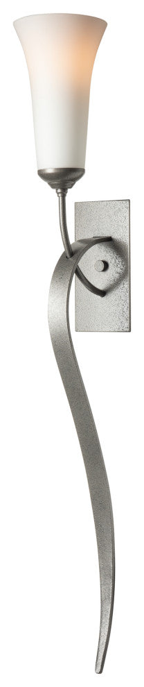 Sweeping Taper Sconce, Natural Iron Finish, Opal Glass