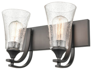 Natalie Collection 2 Light 14.5 in. Matte Black Bathroom Vanity Light