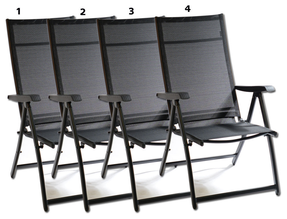 Heavy Duty Adjustable Reclining Folding Chair, Set of 4