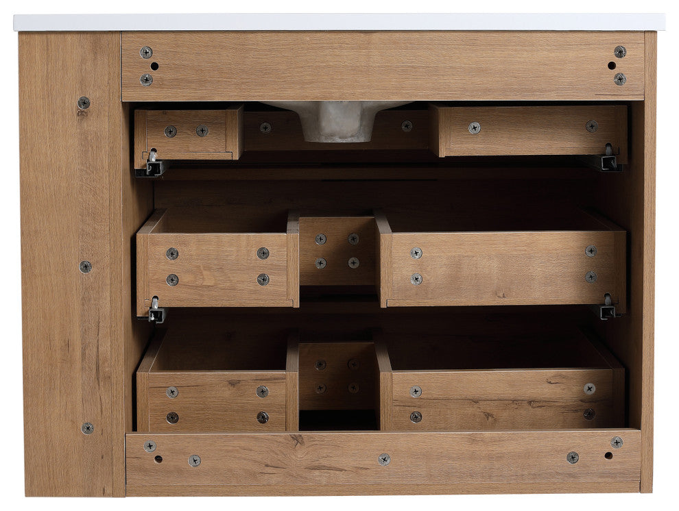 30 Inch Wall Mounted Plywood Bathroom Vanity with Resin Basin and Drawers