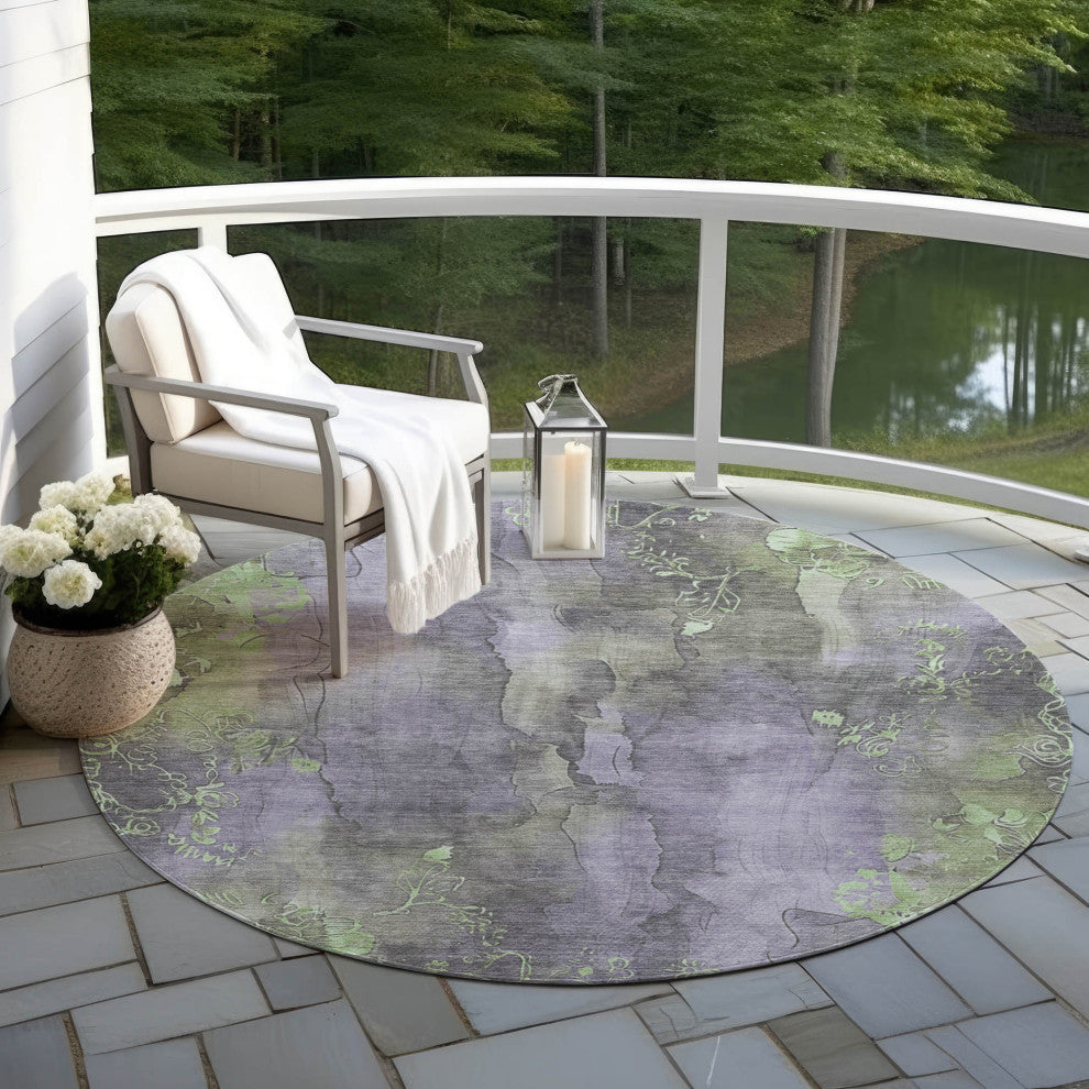 Machine Washable Indoor/Outdoor Chantille ACN1869 Violet 8' x 8' Round Rug