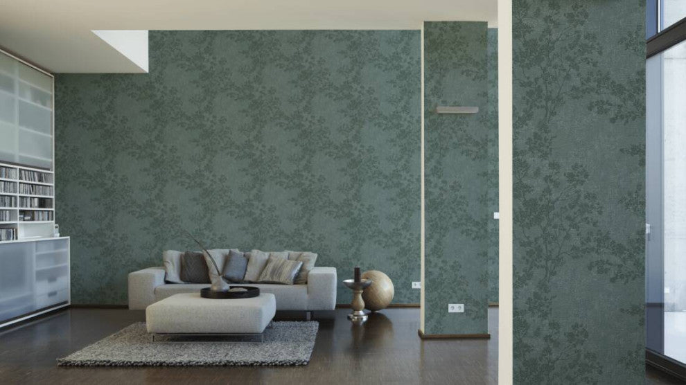 Floral Textured Wallpaper Featuring Branches And Leaves, 373973