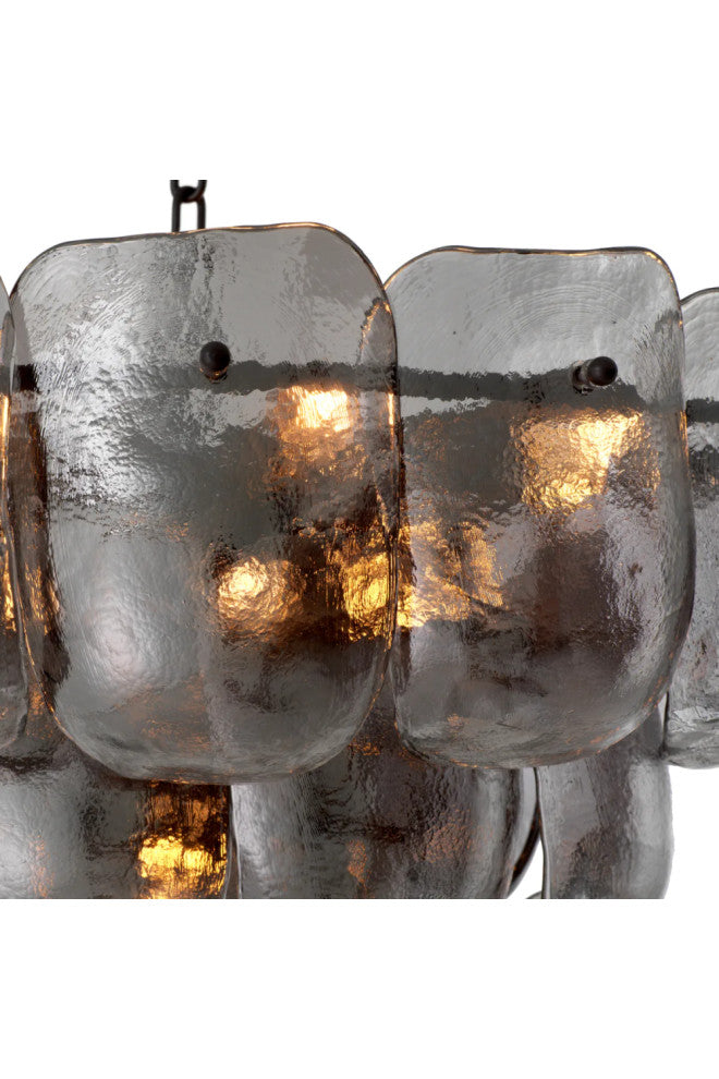 Glass Sheets Tiered Chandelier, Eichholtz Gustave, Smoke