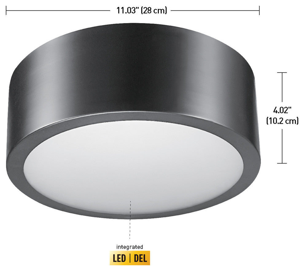 Edinburg Black Iron LED Integrated Flush Mount Ceiling Light, Frosted Shade