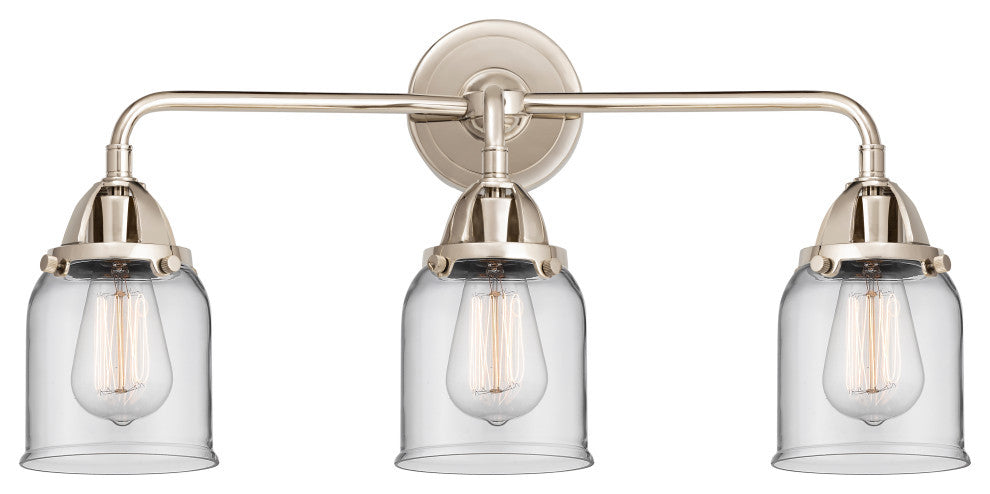 Small Bell Bath Vanity Light, Polished Nickel, Clear, Clear