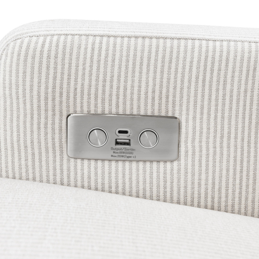 Crewe Electronic Recliner and Swivel Glider, Fog Chatham Stripe Performance Eco-Weave
