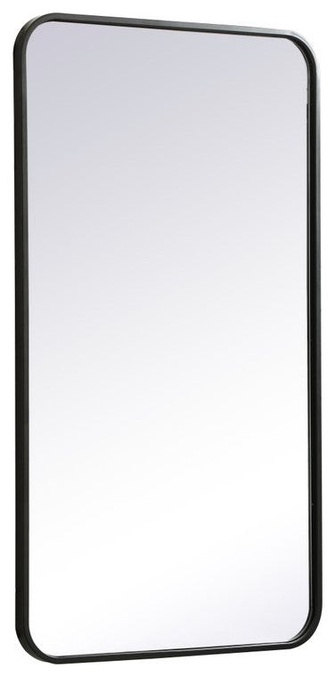 Ellis Soft Corner Metal Rectangular Mirror, Black, 20"x36"