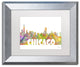 ''Chicago Illinois Skyline Mclr 2'' Framed Art, Silver Frame, White Matte, 14x11