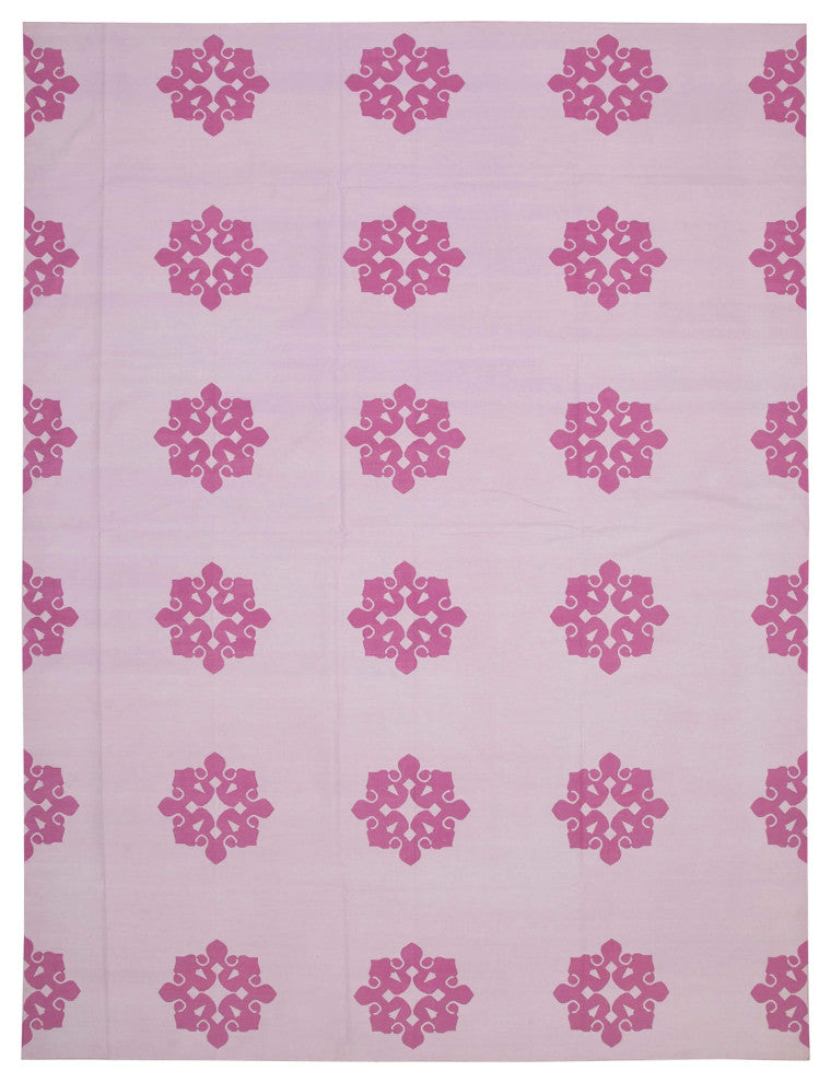 Rug N Carpet - Handmade Wool 10' 3'' x 13' 9'' Geometric Dhurrie Kilim Rug