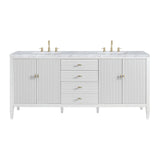 Myrrin 72" Double Vanity, Bright White, 3 CM Carrara White Marble Top