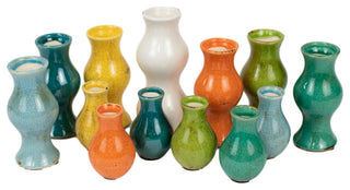 Mid Century Modern Mini Bud Vases, Multi-Color, 13-Piece Set