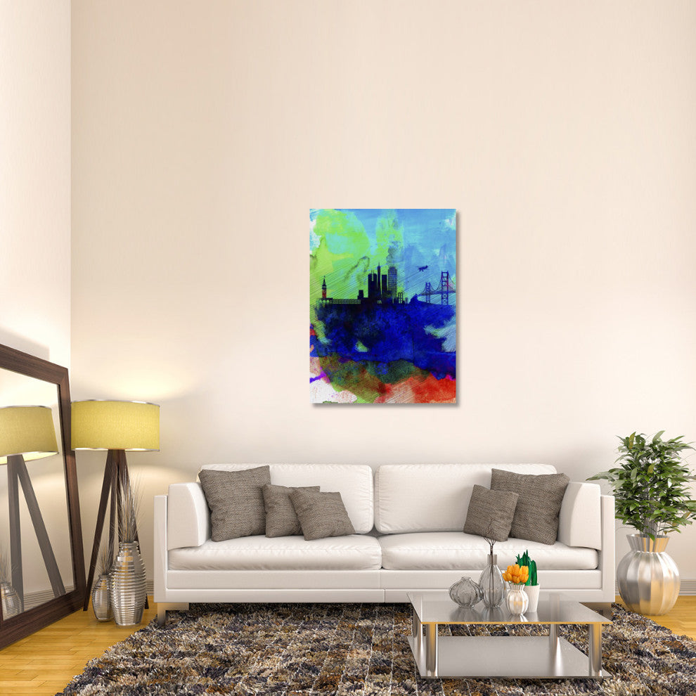 "San Francisco Watercolor Skyline 2" Fine Art Print