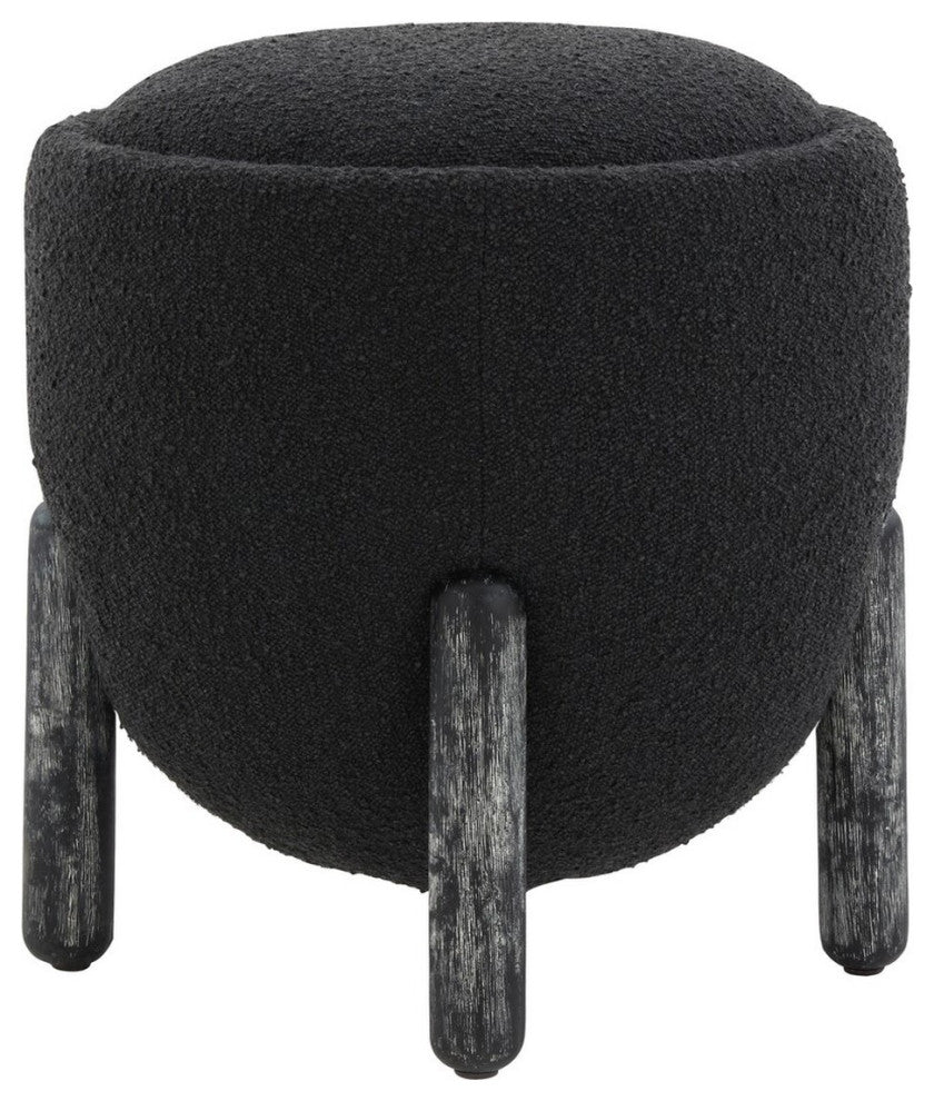 Safavieh Couture Clarabella Boucle Ottoman, Black