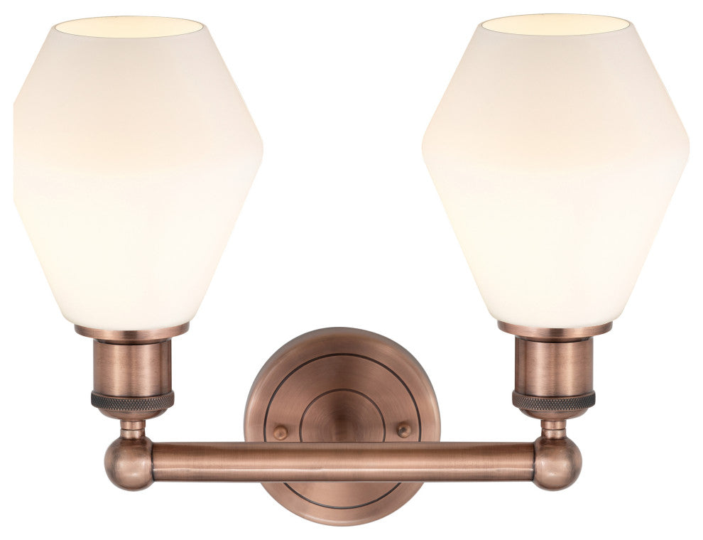 Cindyrella 2-Light 15" Vanity Light, Antique Copper, Cased Matte White Shade