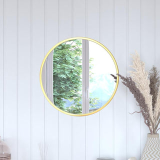 Julianne Round Metal Framed Wall Mirror, Gold, 20"
