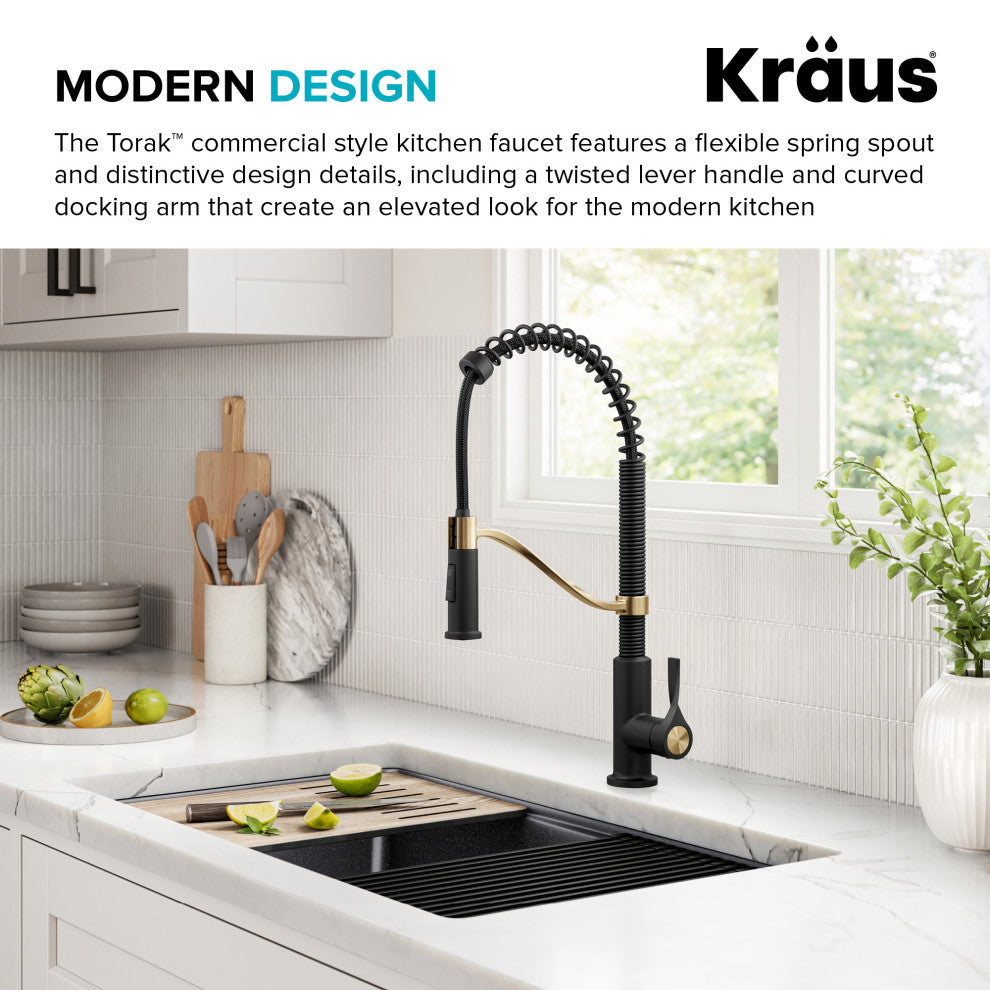 KRAUS Torak Commercial Style 2-Function 1-Handle Pull Down Kitchen Faucet SFBBMB