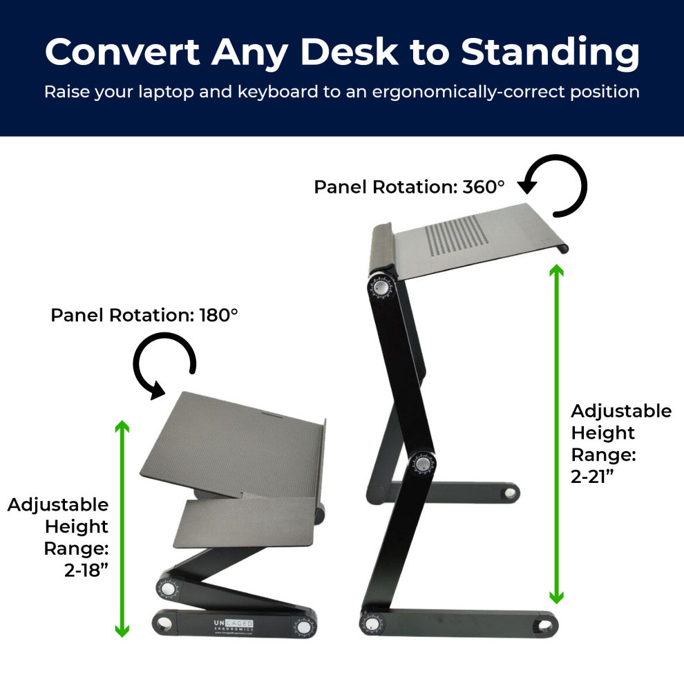 Workez Standing Desk Conversion Kit, Negative Tilt Keyboard Tray, Black