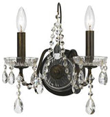 Butler 2 Light Wall Mount in English Bronze with Hand Cut Crystal