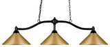 Chance 3 Light Billiard, Bronze With Satin Gold Shade
