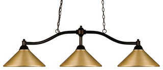 Chance 3 Light Billiard, Bronze With Satin Gold Shade