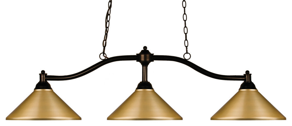 Chance 3 Light Billiard, Bronze With Satin Gold Shade