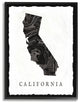 Black and Grey Marbled Paper California State Silhouette Framed Giclee, 16"x20"