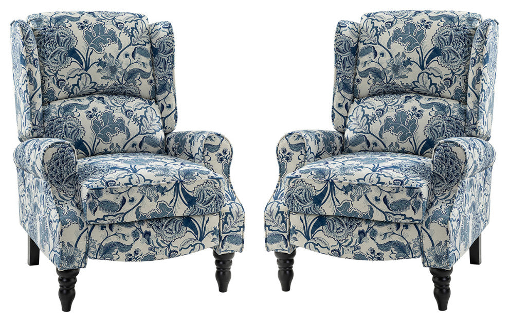 Modern Manual Wingback Recliner Set of 2, Jacobean