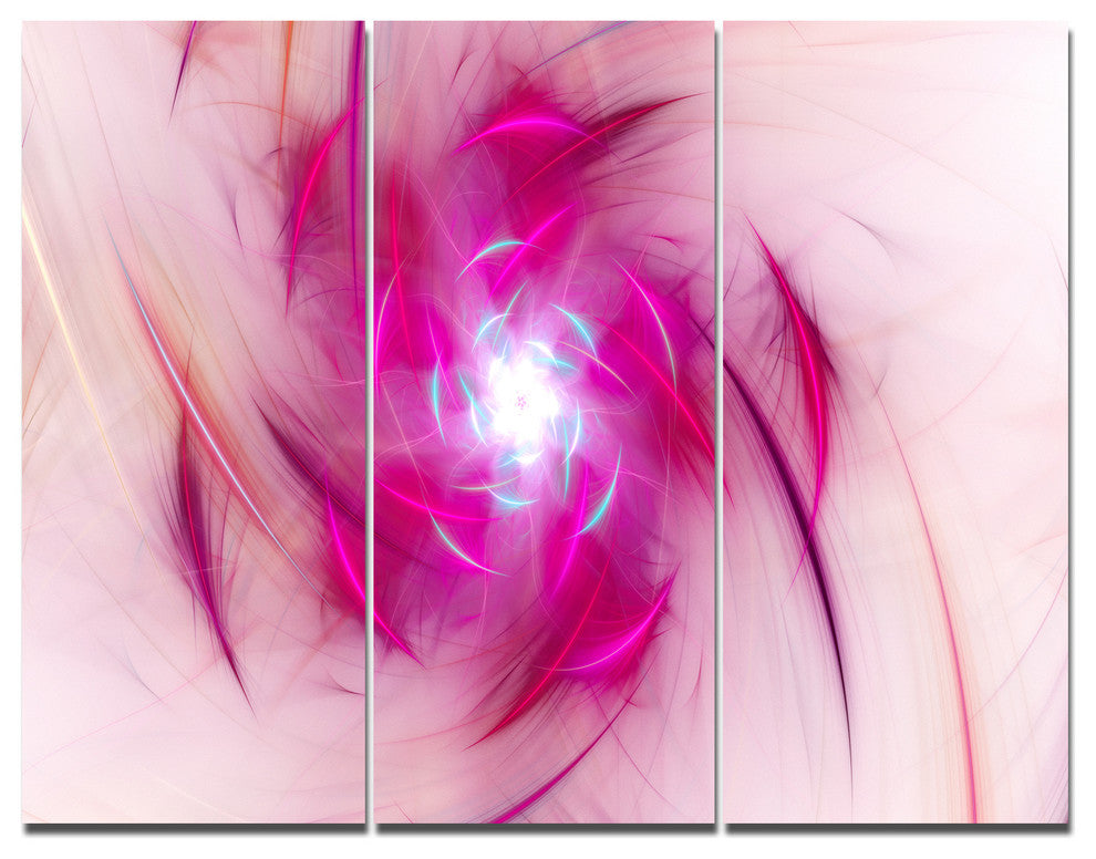 Purple Fractal Nuclear Reaction, Floral Triptych Canvas Print, 36x28, 3 Panels