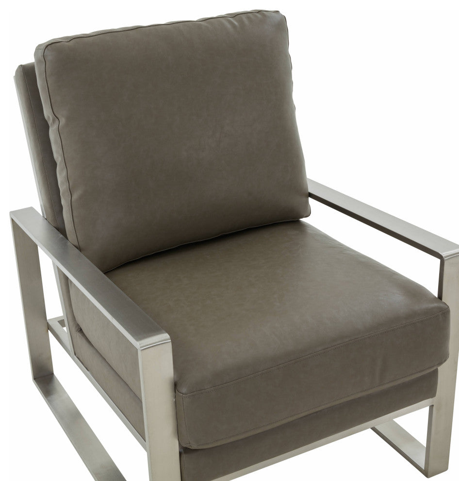LeisureMod Jefferson 3-Piece Set With Coffee Table and 2 Arm Chairs, Gray